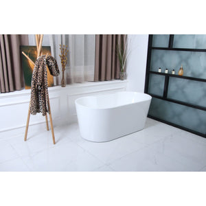 Aqua Eden 51-Inch Acrylic Oval Double Ended Freestanding Tub with Drain