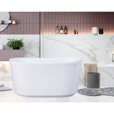 Aqua Eden 51-Inch Acrylic Oval Double Slipper Freestanding Tub with Drain