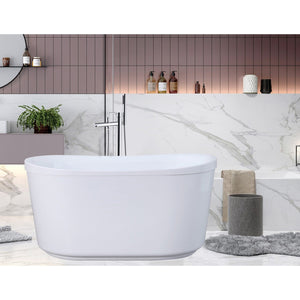 Aqua Eden 51-Inch Acrylic Oval Double Slipper Freestanding Tub with Drain