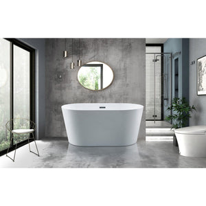 Aqua Eden 53-Inch Acrylic Oval Double Ended Freestanding Tub with Drain