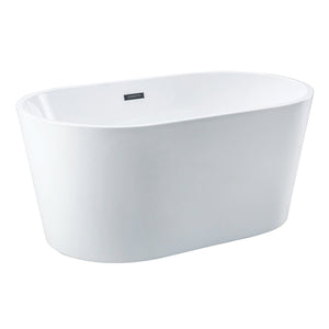 Aqua Eden 53-Inch Acrylic Oval Double Ended Freestanding Tub with Drain