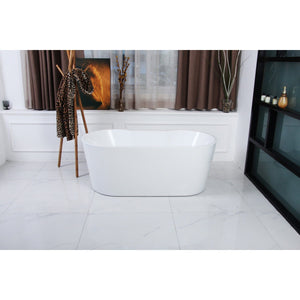 Aqua Eden 55-Inch Acrylic Oval Double Ended Freestanding Tub with Drain