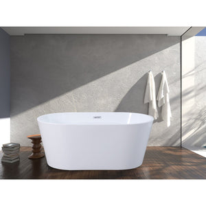 Aqua Eden 56-Inch Acrylic Oval Double Ended Freestanding Tub with Drain