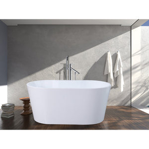 Aqua Eden 56-Inch Acrylic Oval Double Ended Freestanding Tub with Drain