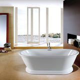 Aqua Eden 60-Inch Acrylic Oval Double Ended Pedestal Tub with Drain (No Faucet Drillings)