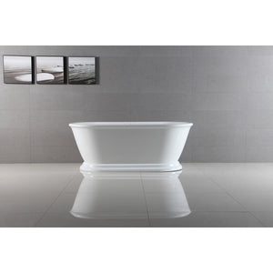 Aqua Eden 60-Inch Acrylic Oval Double Ended Pedestal Tub with Drain (No Faucet Drillings)