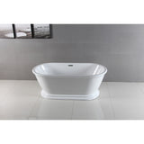 Aqua Eden 60-Inch Acrylic Oval Double Ended Pedestal Tub with Drain (No Faucet Drillings)