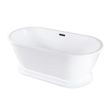 Aqua Eden 60-Inch Acrylic Oval Double Ended Pedestal Tub with Drain (No Faucet Drillings)