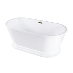 Aqua Eden 60-Inch Acrylic Oval Double Ended Pedestal Tub with Drain (No Faucet Drillings)