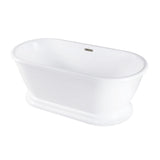 Aqua Eden 60-Inch Acrylic Oval Double Ended Pedestal Tub with Drain (No Faucet Drillings)