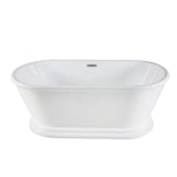 Aqua Eden 60-Inch Acrylic Oval Double Ended Pedestal Tub with Drain (No Faucet Drillings)