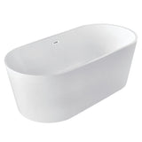 Aqua Eden 59-Inch Acrylic Oval Double Ended Freestanding Tub with Drain