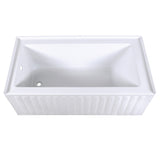 Aqua Eden 60-Inch Acrylic Rectangular 3-Wall Alcove Tub, Left Drain Hole