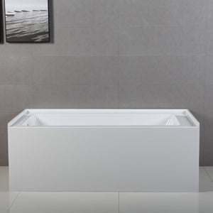 Aqua Eden 60-Inch Acrylic Rectangular 3-Wall Alcove Tub, Left Hand Drain