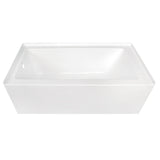 Aqua Eden 60-Inch Acrylic Rectangular 3-Wall Alcove Tub, Left Hand Drain