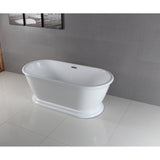 Aqua Eden 66-Inch Acrylic Oval Double Ended Pedestal Tub with Drain (No Faucet Drillings)