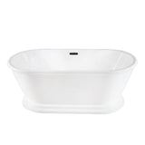 Aqua Eden 66-Inch Acrylic Oval Double Ended Pedestal Tub with Drain (No Faucet Drillings)