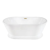 Aqua Eden 66-Inch Acrylic Oval Double Ended Pedestal Tub with Drain (No Faucet Drillings)