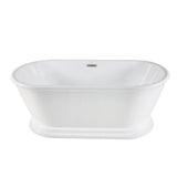 Aqua Eden 66-Inch Acrylic Oval Double Ended Pedestal Tub with Drain (No Faucet Drillings)