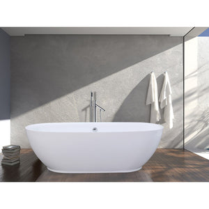 Aqua Eden 67-Inch Acrylic Oval Double Ended Freestanding Tub with Drain