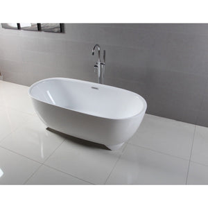 Aqua Eden 67-Inch Acrylic Oval Double Ended Freestanding Tub with Drain