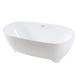 Aqua Eden 67-Inch Acrylic Oval Double Ended Freestanding Tub with Drain