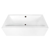 Aqua Eden 67-Inch Acrylic Rectangular Double Ended Freestanding Tub with Overflow/Drain Assembly