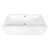 Aqua Eden 67-Inch Acrylic Rectangular Double Ended Freestanding Tub with Overflow/Drain Assembly