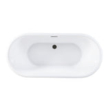 Aqua Eden 71-Inch Acrylic Oval Double Ended Pedestal Tub with Drain (No Faucet Drillings)