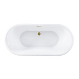 Aqua Eden 71-Inch Acrylic Oval Double Ended Pedestal Tub with Drain (No Faucet Drillings)