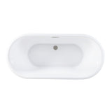 Aqua Eden 71-Inch Acrylic Oval Double Ended Pedestal Tub with Drain (No Faucet Drillings)