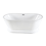 Aqua Eden 71-Inch Acrylic Oval Double Ended Pedestal Tub with Drain (No Faucet Drillings)