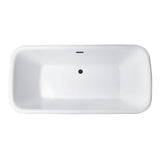 Aqua Eden 71-Inch Acrylic Oval Rectangular Double Ended Pedestal Tub with Drain (No Faucet Drillings)