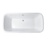 Aqua Eden 71-Inch Acrylic Oval Rectangular Double Ended Pedestal Tub with Drain (No Faucet Drillings)