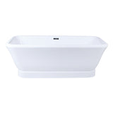 Aqua Eden 71-Inch Acrylic Oval Rectangular Double Ended Pedestal Tub with Drain (No Faucet Drillings)