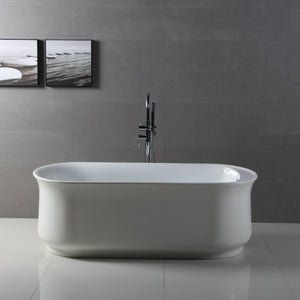 Aqua Eden 66-Inch Acrylic Oval Double Ended Freestanding Tub with Drain and Anti-Skid Surface