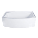 Aqua Eden 66-Inch Acrylic Curved Rectangular Apron 3-Wall Alcove Tub, Left Hand Drain