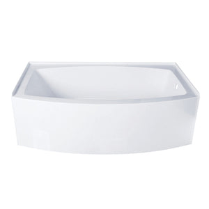 Aqua Eden 66-Inch Acrylic Curved Rectangular Apron 3-Wall Alcove Tub, Right Hand Drain