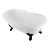 Aqua Eden 67-Inch Acrylic Oval Double Ended Clawfoot Tub (No Faucet Drillings)