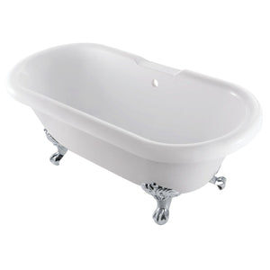 Aqua Eden 67-Inch Acrylic Oval Double Ended Clawfoot Tub (No Faucet Drillings)