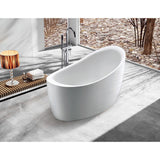 Aqua Eden 52-Inch Acrylic Oval Single Slipper Freestanding Tub with Drain and Integrated Seat