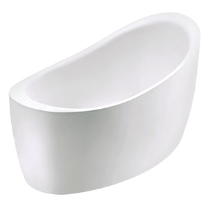 Aqua Eden 52-Inch Acrylic Oval Single Slipper Freestanding Tub with Drain and Integrated Seat