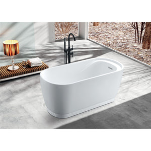 Aqua Eden 51-Inch Acrylic Oval Double Ended Freestanding Tub with Drain and Integrated Seat