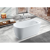 Aqua Eden 51-Inch Acrylic Oval Double Ended Freestanding Tub with Drain and Integrated Seat