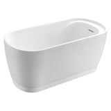 Aqua Eden 51-Inch Acrylic Oval Double Ended Freestanding Tub with Drain and Integrated Seat