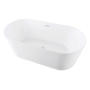 Aqua Eden 54-Inch Acrylic Oval Double Ended Freestanding Tub with Drain