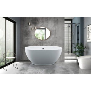 Aqua Eden 55-Inch Acrylic Oval Double Ended Freestanding Tub with Drain