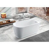 Aqua Eden 59-Inch Acrylic Oval Double Ended Freestanding Tub with Drain and Integrated Seat