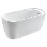 Aqua Eden 59-Inch Acrylic Oval Double Ended Freestanding Tub with Drain and Integrated Seat