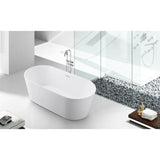 Aqua Eden 59-Inch Acrylic Oval Double Ended Freestanding Tub with Drain